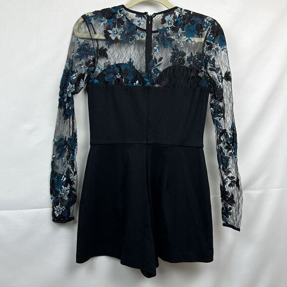 Amanda uprichard black romper with lace and embroidery -repaired size medium - Picture 8 of 11
